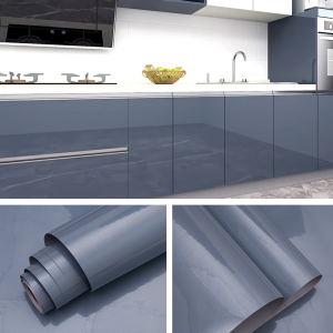 Cabinet sticker waterproof/solid color glossy self adhesive refrigerator wallpaper/oil-proof table sticker