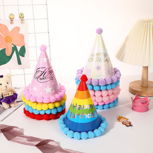 Nón Sinh Nhật Happy Birthday Có Viền Bông Nhiều Màu Dễ Thương Trang Trí Tiệc Sinh Nhật Cho Bé Trai Gái Người Lớn Chụp Hình Sống Ảo Cực Xinh