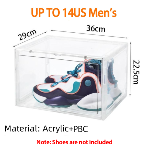 NUVOX Shoe Boxes Black Plastic Stackable Large Shoe Storage OrganizerDrop Side Front Shoe Containers for EntrywaySneaker Storage Fit up to US Size 14 for Men/Women