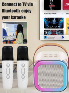 FM Portable Karaoke Bluetooth Speaker with Wireless Microphone LED Light Rechargeable FM Radio Mini Party Speaker Home Videoke Outdoor Karaoke Machine