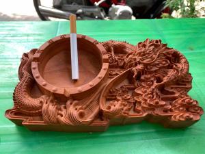 Gạt Tàn Bằng Gỗ Hương Trạm Khắc Rồng