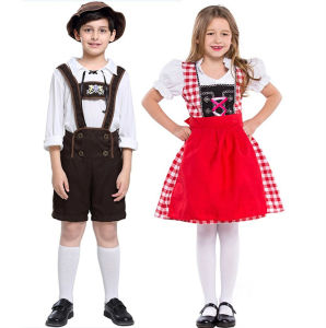 Kids Adult Boys Girls German Bavarian Oktoberfest Costume Set for Halloween Cosplay Party Beer Festival Dress Up