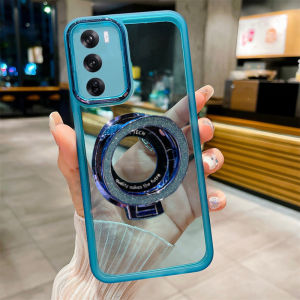 Casing for OPPO Reno 12 Pro 5G 2024 Transparent With glitter powder Ring Magnetic Holder cover For OPPO Reno12 Reno12Pro Soft Slim Back cases