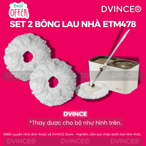Set 2 Bông lau thay thế cây lau nhà ETM478 - Màu Trắng (Thay thế được cho bộ lau nhà Locknlock ETM478)