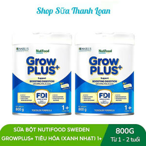 (HSD T9-2027) COMBO 2 LON Sữa Công Thức Growplus+ Xanh nhạt 1+ Lon 800g - Tiêu Hoá Khoẻ Bé Tăng Cân.