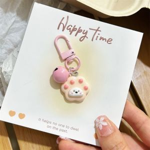 ROLL Cute Food Keychain Pendant Colored Bell Western Highland Dog Bag Hanging Decoration Kawaii Resin Couple Car Key Ring Gifts