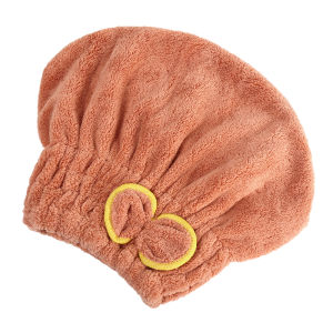 Cute Bowknot Coral Velvet Quick Drying Hair Cap Microfiber Absorbent Head Wrap Towel Thickened Elastic Shower Cap Women Dry Hair Hat Bathroom Accessories
