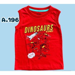 เสื้อแขนกุดเด็ก เสื้อกล้าม ผ้าคอตตอน งานสกีนป้ายคอใส่แล้วไม่คัน