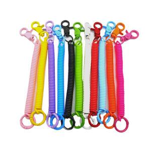 Minwen Colorful Lobster Clasp ID Card Holder Lanyard Keyring Anti-lost Spring Rope Retractable Keychain Mobile Phone Chain