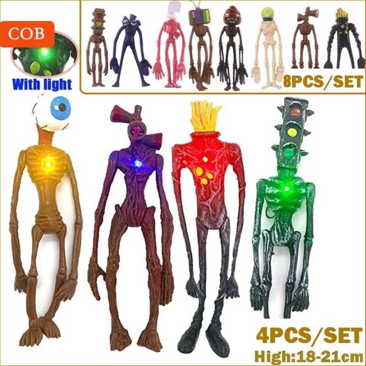 4/8pcs Set Siren Head Action Figure Toy Light Effect Movable Horror Toy