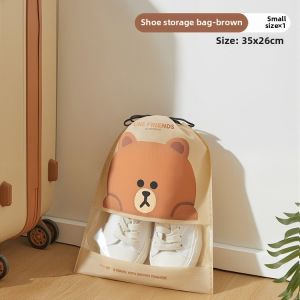 100% Authentic Line Friends Shoe Storage Bag Dustproof Non-woven Shoe Bag Drawstring Bag TransparentAnti-fouling LFB345
