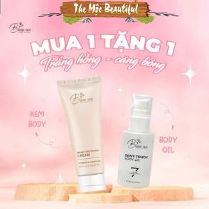 Kem Dưỡng Trắng Da Cao cấp Body Barbie Skin 150g Tặng kèm dầu dưỡng Body oil dưỡng ẩm chuyên sâu 50ml: Dưỡng trắng mịn màng