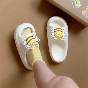 XIXITIAO Indoor slippers Non-Slip Slippers Summer Cute Little Bee Indoor Outdoor Sandals Men Women Thick Sole Couple EVA Comfortable Outdoor Slide Sandals