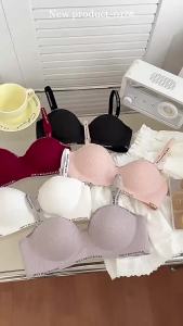 Letter Strap Bra Wireless Push Up Small Chest Gather Side Fat Collection Anti Sagging Seamless Soft Support Jelly Strip Thin Thick Cup Breathable Women Underwear Bralette Lift Adjust