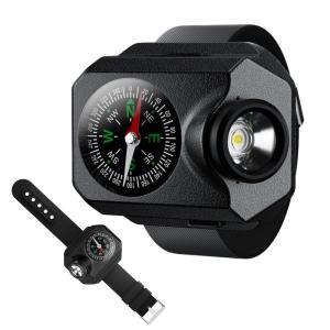 ไฟฉายติดข้อมืออเนกประสงค์กลางแจ้งไฟ LED ข้อมือขนาดเล็กเข็มทิศข้อมือไฟฉายออกกำลังกายตอนกลางคืนวิ่งเดินป่าขี่ไฟจักรยานกลางคืน