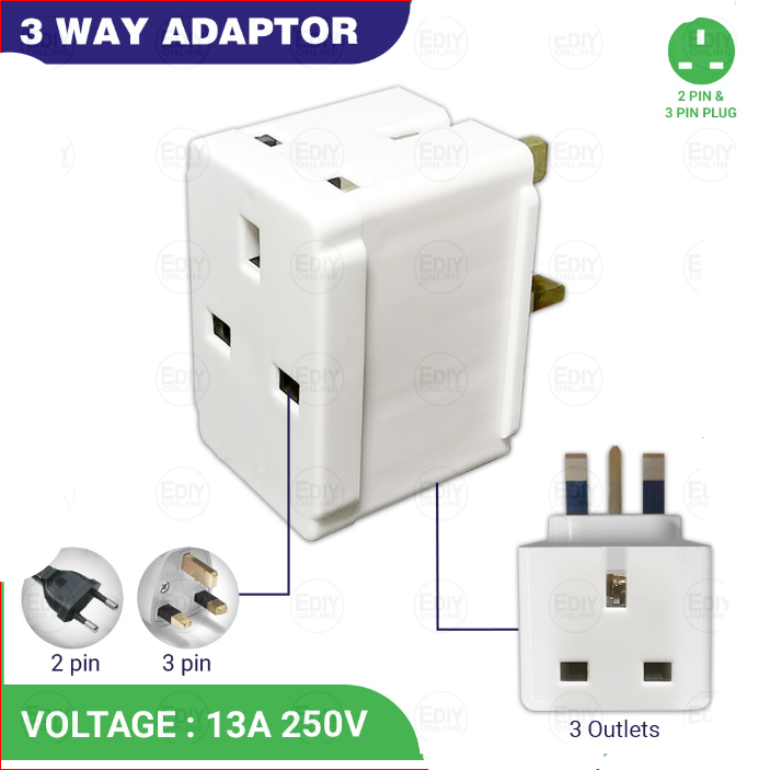 13A 3 WAY ADAPTOR Universal Socket Adaptor | Lazada