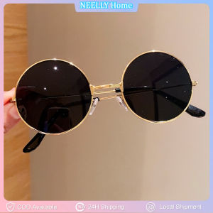 1PC Retro Childrens Roundt Metal Frame Sunglasses Retro Round Frame Sunglasses  Frame Film Reflective Sunglasses Anti-ultraviole