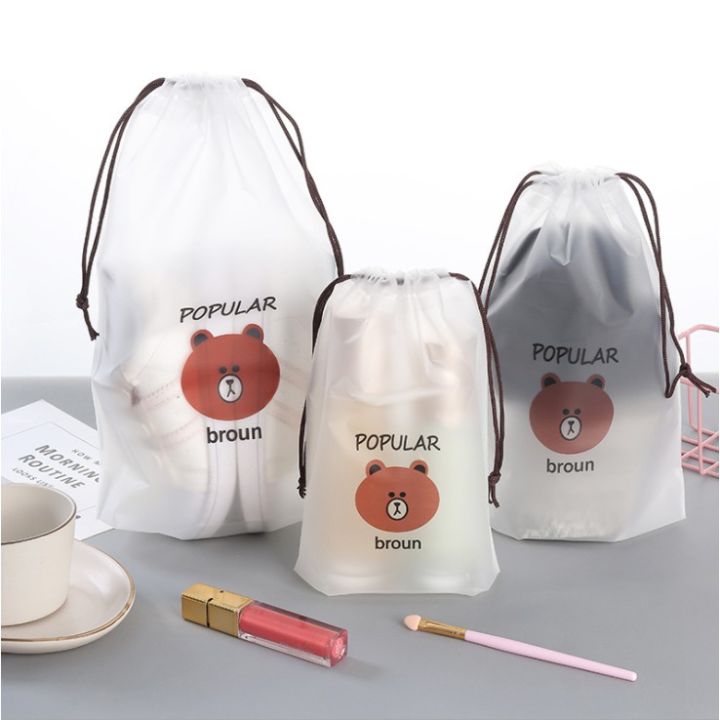 Cute Cartoon Storage Bag Waterproof Frosted Bear Gift Packaging Bag  Drawstring Clothing Cosmetic Foldable Drawstring bags Lazada PH - Main Image