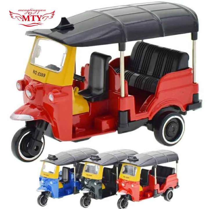 Alloy Tricycle Car Model Highly Simulation Children Vehicles Toy With Sliding Functions Blue