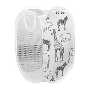 SDFBN Easy Open Collapsible Pop Up Durable Nylon Laundry Basket Dirty Clothes Bag Laundry Hamper Storage Baskets Clothes Hampers