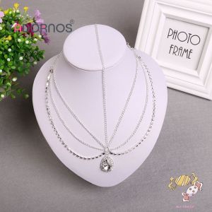 YADORNOS Liontin Rambut Elegan Berlian Imitasi & Liontin Berlapis Emas - Aksesori Rambut Rumbai Tetasen Air Warna Champagne