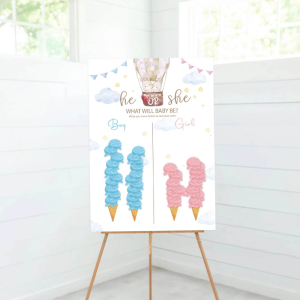 Boy or Girl Gender Reveal Voting Game Rabbit Poster with Stickers Gender Baby Gender Prediction Decoration Baby Shower