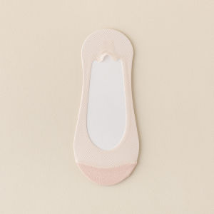 [Free Shipping] WomenS Summer Ice Silk No-Show Low-Cut White Invisible Cotton Socks Mesh Invisible Non-Slip No-Heel Slip Cotton Bottom Socks