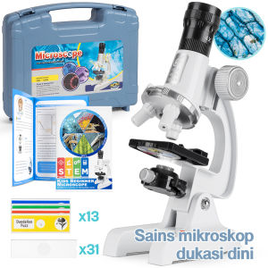BABYCOLOR 58PCS Mikroskop Kit 100X-1200X Lab LED Sains Mikroskop Dukasi Dini Premium Kit Science Educational Toys Mainan Untuk Anak