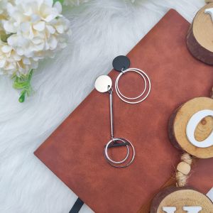 Ready Stock SG - Silver Asymm Geometric Circular Hoop Earrings Modern Sleek Classic Statement Earrings