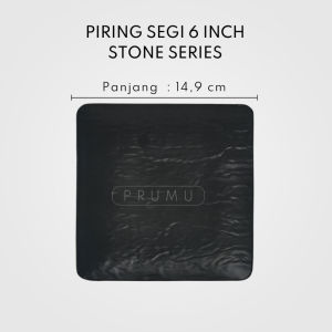 PRUMU Melamine Stone Piring Kotak 6 inch - Piring Kecil - Piring Saji - Piring Cafe - Piring Dessert - Piring Persegi - Piring Segi Empat - Golden Dragon P6906A