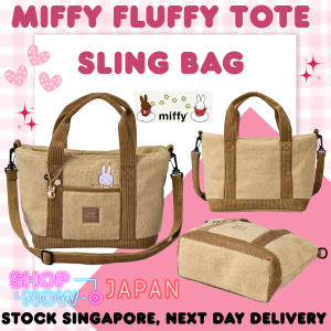[Direct from Japan] Stock SG 100% Original Miffy Boa Fluffy Crossbody Tote Sling Bag (Beige)