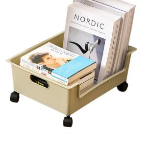 Sturdy Desktop Storage Basket Solid Color Storage Box Bottom Scroll Wheel Keep Neat Stationery Storage Basket