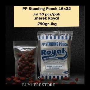 PP Standing Pouch Royal 16x32 isi 50 Lbr / Zipper / Plastik Double Seal