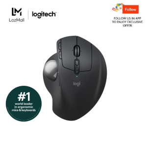 Logitech MX Ergo S Advanced Wireless Trackball Mouse USB-C rechargeable wireless ergonomic mouse with Bluetooth & encrypted dongle 6 programmable buttons for PC/Mac
