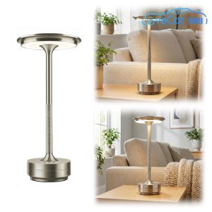 Portable Rechargeable Metal Table Lamp with Dimmable Features for Bedroom Camping and Night Reading