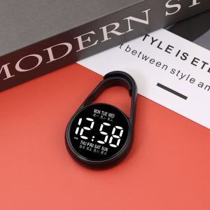 【SKIT SG】Portable LED Luminous Mini Electronic Pendant Watch Digital Pocket Keychain Watch Waterproof Student Exam Hanging Watch Compact Clock Casual & Fashion Watch for Nurse School Outdoor Travel Backpack Bag Key Ring Easy Read Display