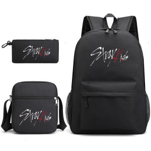 Hot Korean Group Stray Kids Travel Backpack Youth Student Schoolbag Three-Piece Satchel Pencil Case