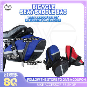Bike Saddle Bag for MTB Bicycle Bag Waterproof Cycling Tube Bag Reflective Storage Back Pouch Bag