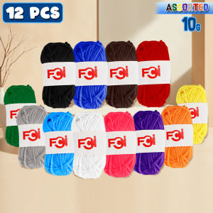 FCI Assorted Soft Colored Craft Yarn – 12 Pieces Pack | Cotton Wool Knitting & Crochet Yarn for DIY Crafts Notebook Decoration & School Projects