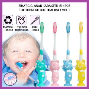 Sikat Gigi Anak Karaker Beruang Isi 4pcs Extra Soft Tavel Toothbrush Double Care Sikat Gigi Bulu Halus & Lembut Gambar Lucu - FR Gallery