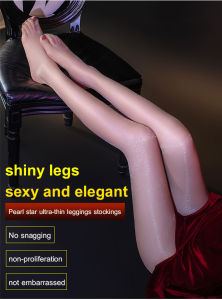 Sunrichh Shiny silver silk open stockings