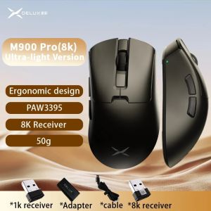Delux M900PRO Ultra-light Wireless Gaming Mouse Ergonomic 1K/8K Polling Rate 50g PAW3395 500mAh Frosted for Right Big Hand Gamer