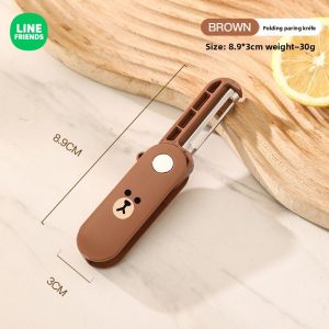 100% Authentic Line Friends Kitchen Utensils Fruit Foldable Rotatable Stainless Steel BROWN Birthday Gifts LFB361