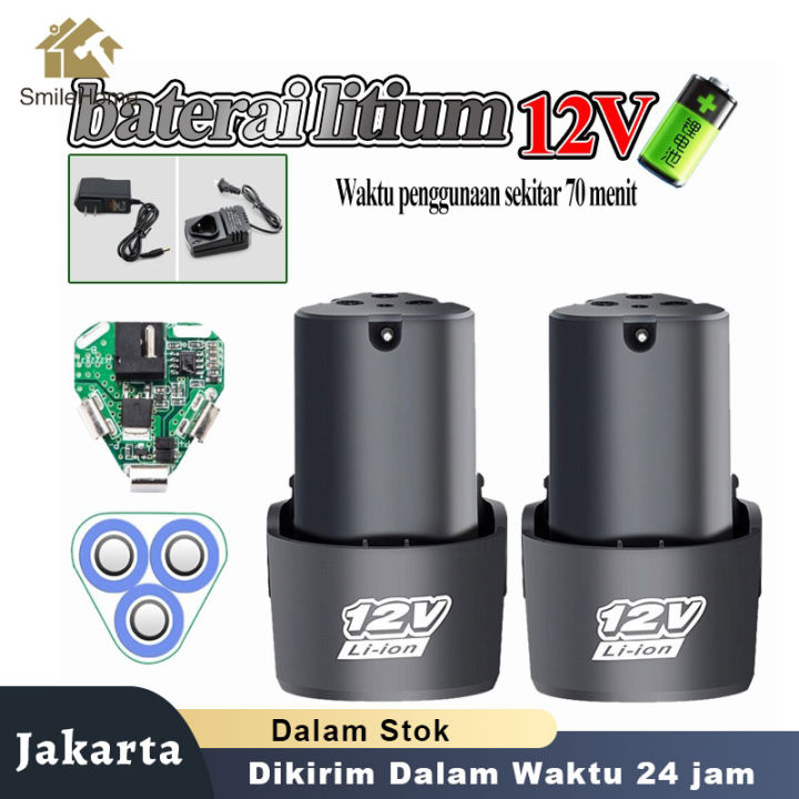 【Stok Tersedia】Baterai Lithium 12V Alat Listrik Baterai Aksesori Bor ...