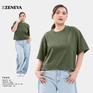 Zeneya Ladies Plain Boxy Cropped Oversized Tshirt for Women Loose Fit Plus Size Trendy Tops