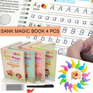 Magic Book Sank Magicbook 4PCS Buku Belajar Menulis Anak Huruf Angka Edukasi TK SD Paud