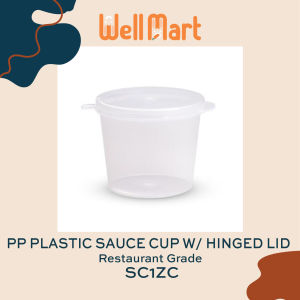 Wellmart 50pcs/pack plastic sauce cup with hinge lid in 0.5oz 1oz 1.5oz 2oz Restaurant Grade