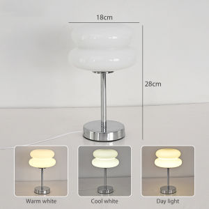 โคมไฟตั้งโต๊ะLED Ins style โคมไฟแบบแก้ว โคมไฟข้างเตียง ชราจUSB สําหรับตกแต่งห้องนอน สไตล์ทันสมัย