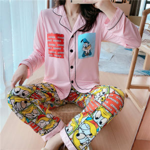 ชุดนอนผู้หญิง ชุดนอนผ้าซาติน ผ้าลื่นใส่สบาย ชูฟู ชุดนอนน่ารัก ผิวขายอีก ชุดนอนแขนยาว+ขายาว สินค้าพร้อมส่ง