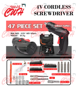 PRC 3.6V 4V USB Rechargeable CORDLESS SCREW DRIVER SCREWDRIVER WITH 47PCS SCREW BIT ACCESSORIES